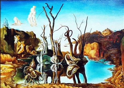 Swans reflected in elephants by Salvador Dali ️ - Dali Salvador