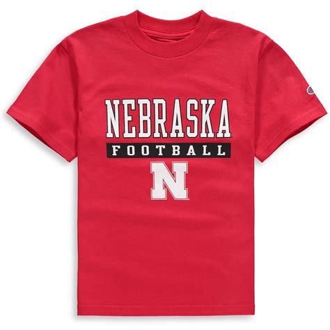 Youth Champion Scarlet Nebraska Huskers Football Drop T-Shirt