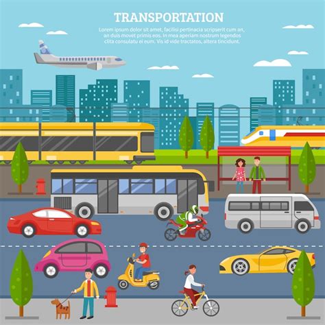 Free Vector | Transport In City Poster