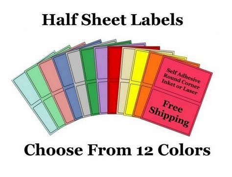 Colored Shipping Labels 8.5x5.5 Half Sheet Self Adhesive Ebay - Etsy