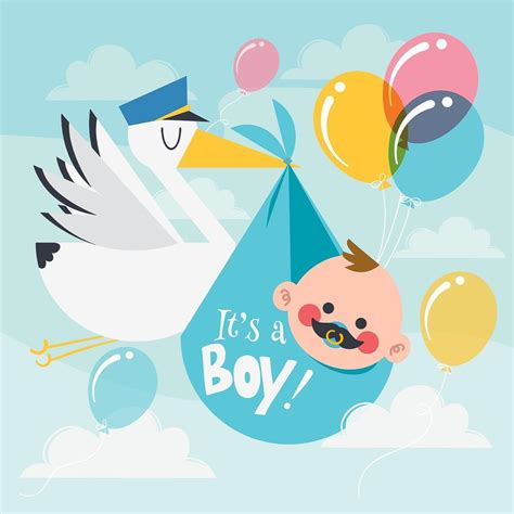 Stork Delivering a Baby Boy Concept 2188477 Vector Art at Vecteezy