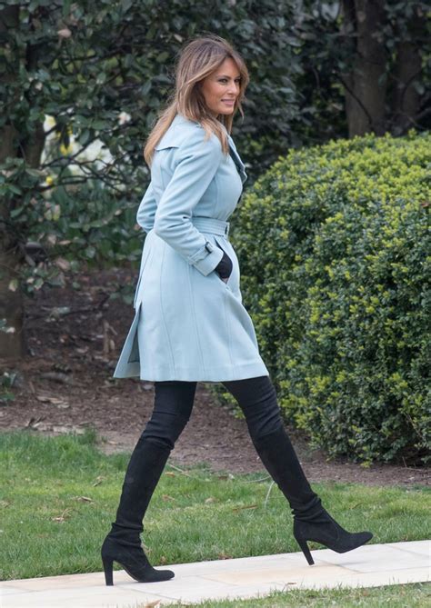 Melania Trump’s Easter Dress Is Ice Blue With Black Boots at Egg Roll ...