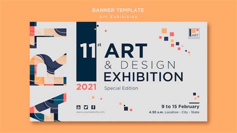 Free PSD | Art exhibition concept banner template