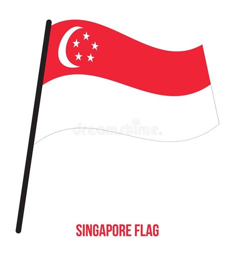 Singapore Flag Waving Vector Illustration on White Background. Singapore National Flag Stock ...