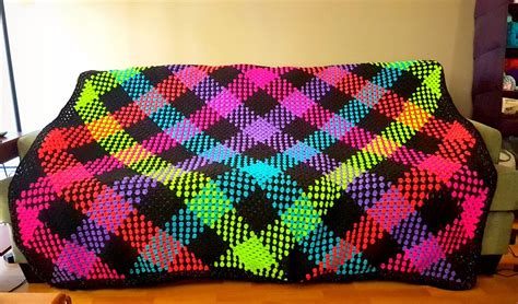 Neon plaid crochet blanket — Weasyl