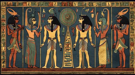 Egyptian Art Print Of The Gods Of Egypt Background, Egyptian Gods With ...