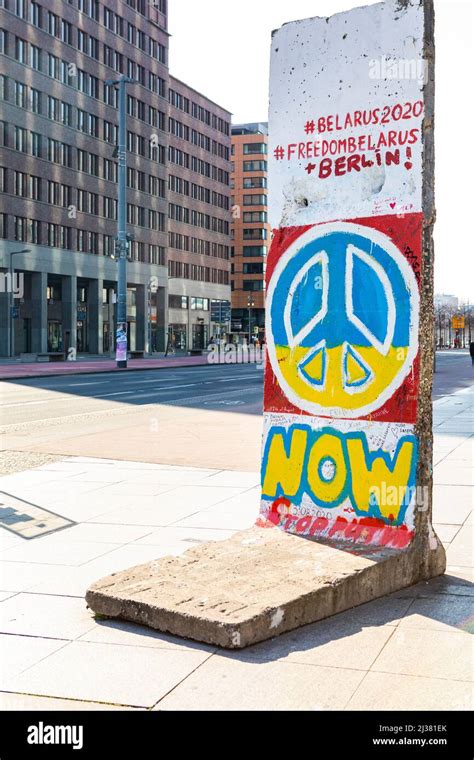 Berlin, Germany: 'Freedom Belarus' protest paint on a piece of the wall ...