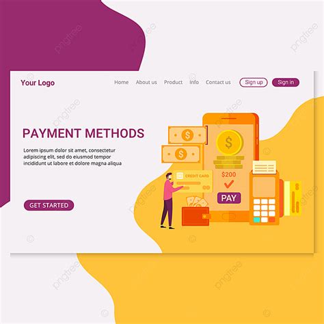 Landing Page Template Payment Methods Design Concept Template for Free ...