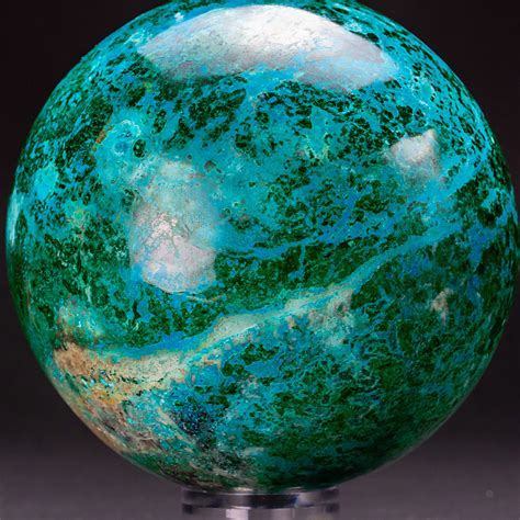 Large // Genuine Polished Chrysocolla Sphere + Round Acrylic Stand ...