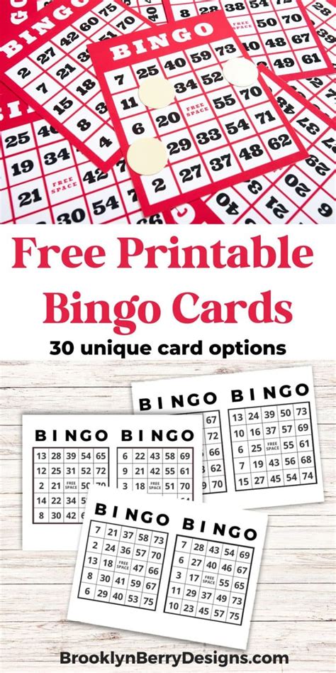 Free Printable Bingo Cards - Brooklyn Berry Designs