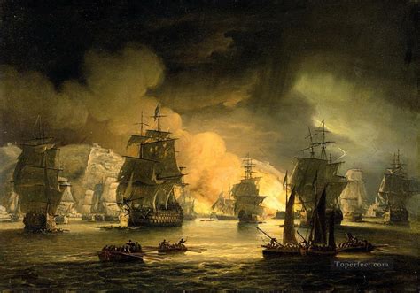 Thomas Luny The bombardement of Algiers Naval Battles Painting in Oil ...