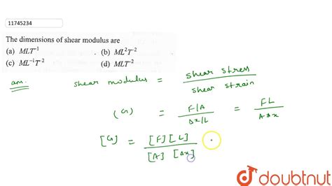 The dimensions of shear modulus are - YouTube