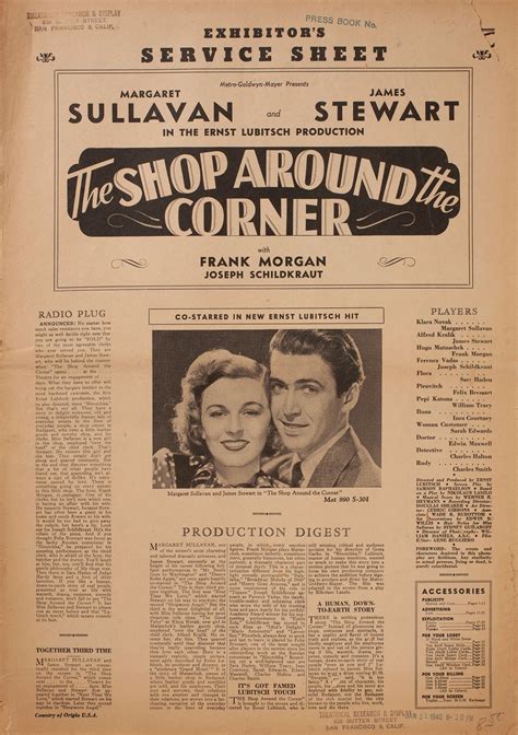 The Shop Around the Corner Original 1940 U.S. Movie Pressbook - Posteritati Movie Poster Gallery