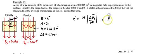 Chapter 22, Example 3 (Induced emf in a coil from a changing B field ...