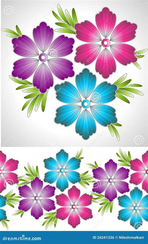 Set Of Fancy Vector Flower And Border Royalty Free Stock Image - Image: 26541336