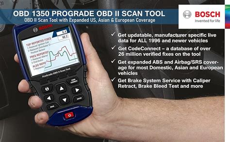 Bosch Automotive Tools OBD 1350 ProGrade OBD II Scan Tool with Brake System Resets, Enhanced ...
