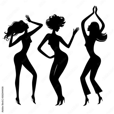 Dance_girl4/Dancing girls. Dance party.Silhouette. Stock Vector | Adobe ...