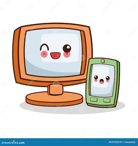 Isolated Kawaii Computer Design Stock Vector - Illustration of clipart ...