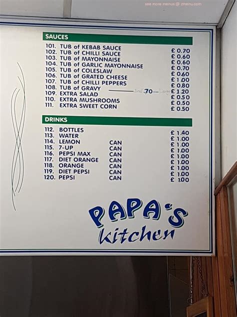 Menu at Papa's Kitchen fast food, Ballymena