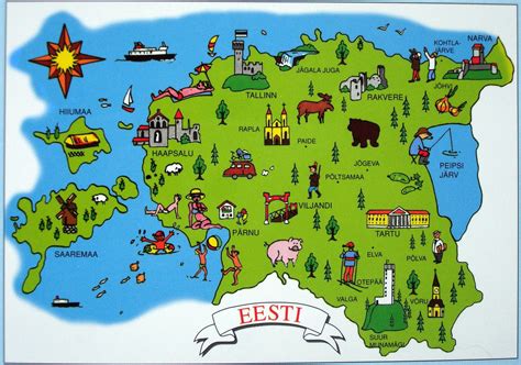 Tourist illustrated map of Estonia. Estonia tourist illustrated map | Vidiani.com | Maps of all ...