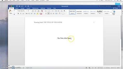 APA Running Head and Title Page How To - YouTube