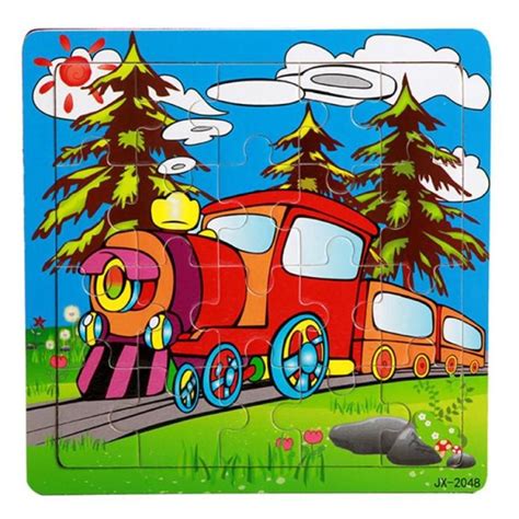 Puzzles For Children Wooden Cartoon train Jigsaw Improve creativity ...