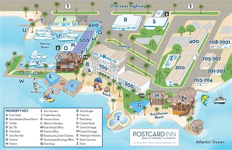 A property map of the Postcard Inn Holiday Isle Resort & Marina that I illustrated. Florida ...