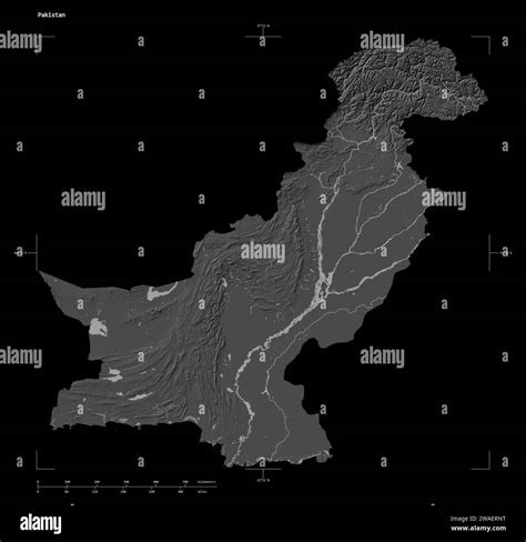 Shape of a Bilevel elevation map with lakes and rivers of the Pakistan ...