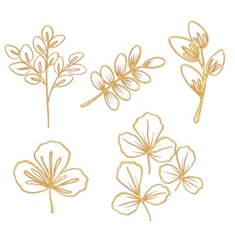 Golden Leaf Set, Leaf, Gold, Floral PNG Transparent Clipart Image and PSD File for Free Download