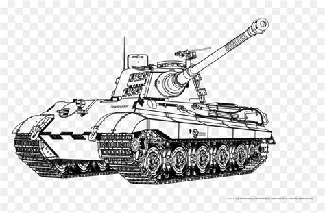 Drawing Tigers Ww2 - Tiger Tank Line Art, HD Png Download - vhv