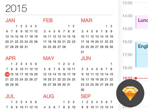 Calendar for iOS - Sketch Mobile App Design - Download Sketch Resource