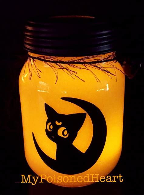 Halloween Mason Jar Lantern Halloween Luminary Black Cat - Etsy | Mason ...