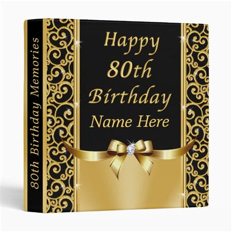 Happy 80th Birthday Photo Album, Personalized 3 Ring Binder | Zazzle.com