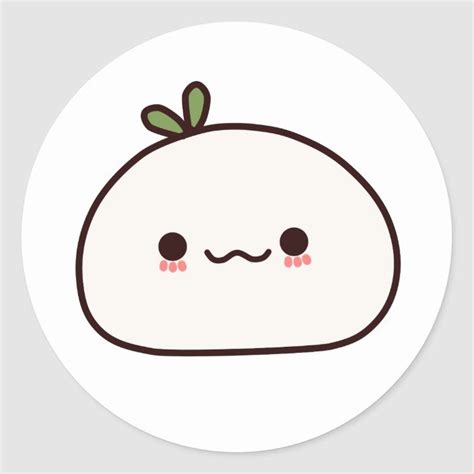 Kawaii Mochi Plant Classic Round Sticker | Zazzle | Cute drawings ...