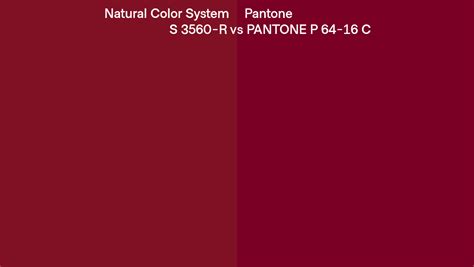 Natural Color System S 3560-R vs Pantone P 64-16 C side by side comparison