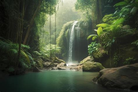 waterfall in a tropical jungle 24402001 Stock Photo at Vecteezy