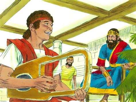 David served King Saul by playing his harp when the King was tormented by evil. Saul, at first ...