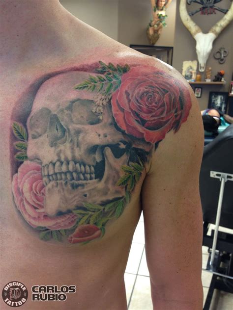 carlosrubio:skull-roses-skull-skull-with-roses-chest-panel-chestpiece ...