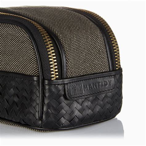 Herringbone Duo-Zip Wash Bag, Black: Men's Toiletry Travel Bag – MANTIDY