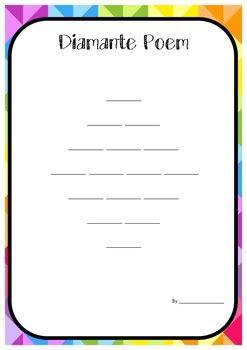 Diamante Poem template by Little Miss Cupcake | Teachers Pay Teachers