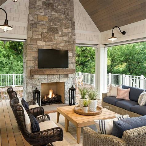 Porch Fireplace, Farmhouse Fireplace, Outdoor Fireplace, Stone Fireplace, Fireplaces, Coastal ...