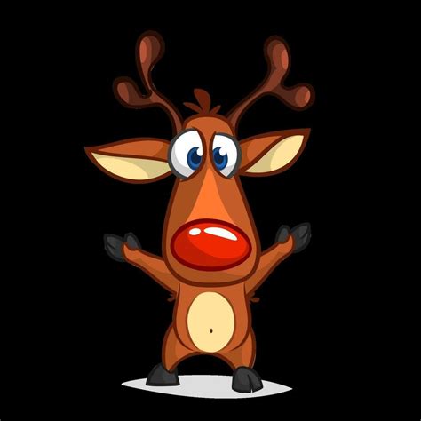 Funny cartoon red nose reindeer. Christmas vector illustration isolated ...