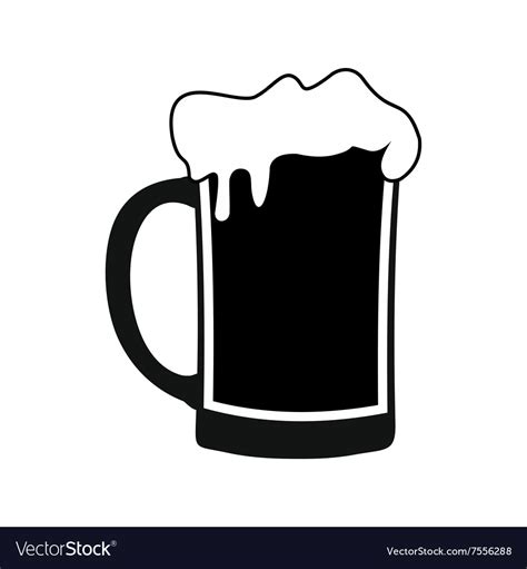 Mug of beer black simple icon Royalty Free Vector Image