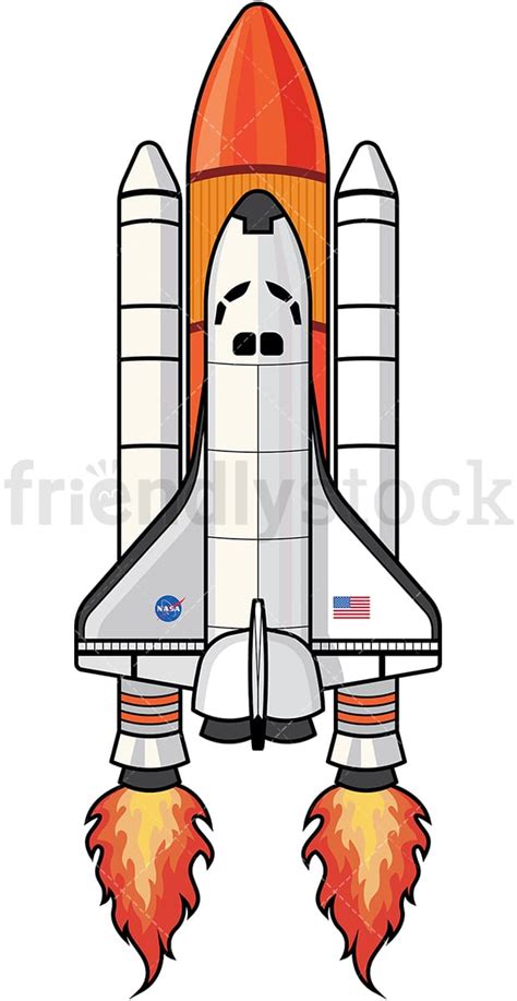 NASA Space Shuttle Launching Cartoon Vector Clipart - FriendlyStock