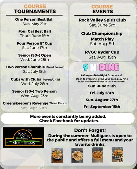 2023 Season Event Schedule - Rock Valley Golf Club