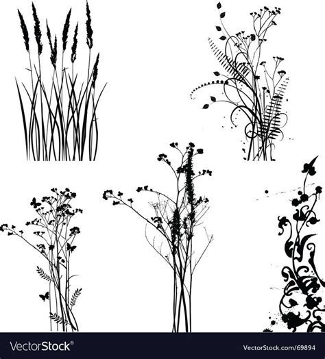 Black and white plants silhouettes Royalty Free Vector Image , #spon, # ...