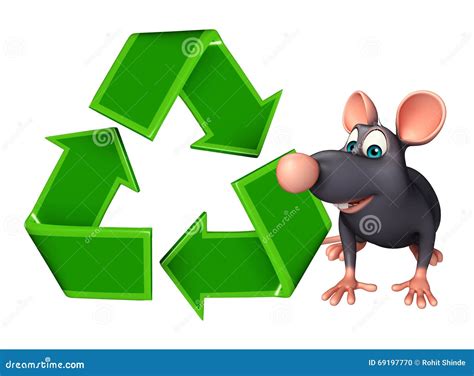 Fun Rat Cartoon Character with Recycle Stock Illustration ...