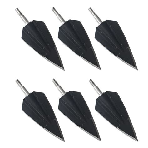 6Pcs Black Dragon Broadheads 150 Grain Iron Flat Arrow Tips Screwed Tips for Big Animal Hunting ...