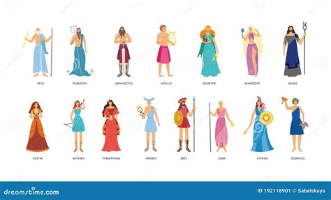 Greek Mythology Character Set - Cartoon God and Goddess Collection ...