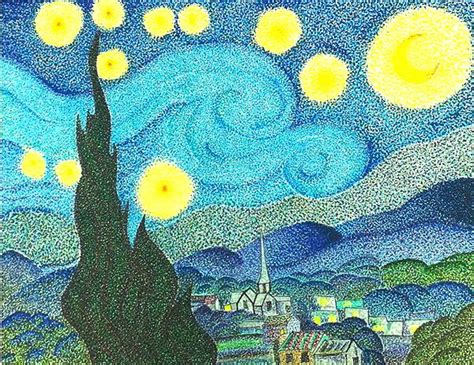 The starry night. Vangogh. Pointillism. By: Pat taveras | Whimsical art ...